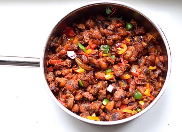 Peppered Gizzard with Mixed Peppers